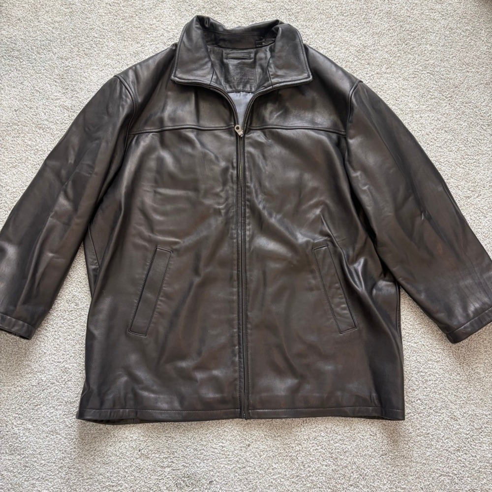 Roundtree & Yorke Lambskin Leather Jacket Mens 3XLT Black Retro Classic